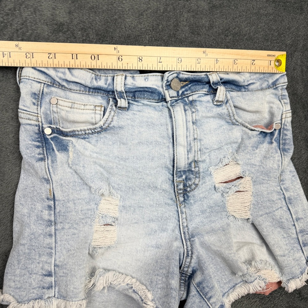 Kendall + Kylie The Icon Short Distressed‎ Denim Frayed Hem Light Wash Women's - Picture 8 of 12
